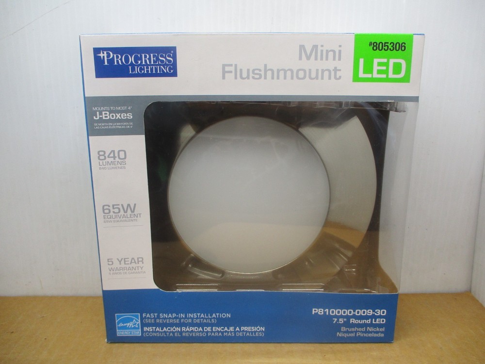 Progress Lighting 805306 Mini Flushmount 7.5” Round LED Light, Silver