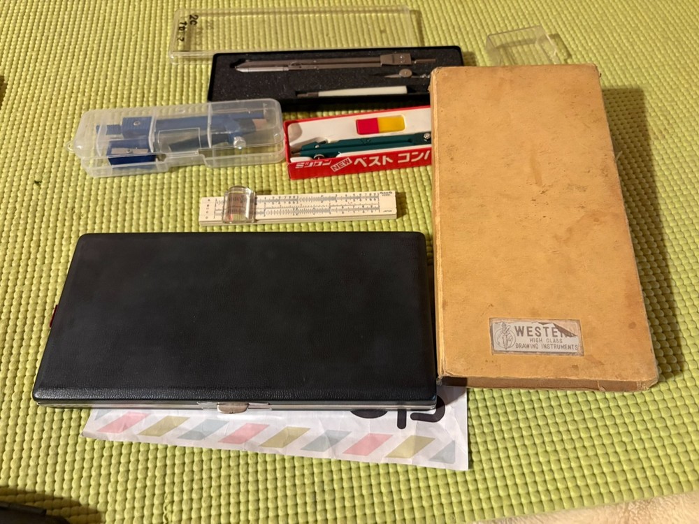 Staedtler Drafting Tools Set Compass KENT WESTERN ruler JAPAN vintage
