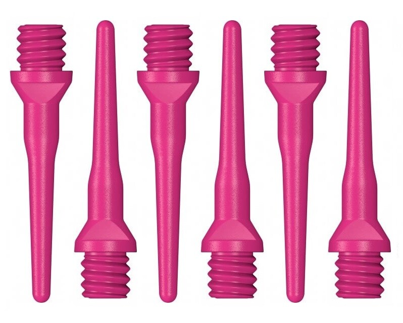 100 Tufflex 2BA Plastic 20mm Soft Tip Dart Points - Pink