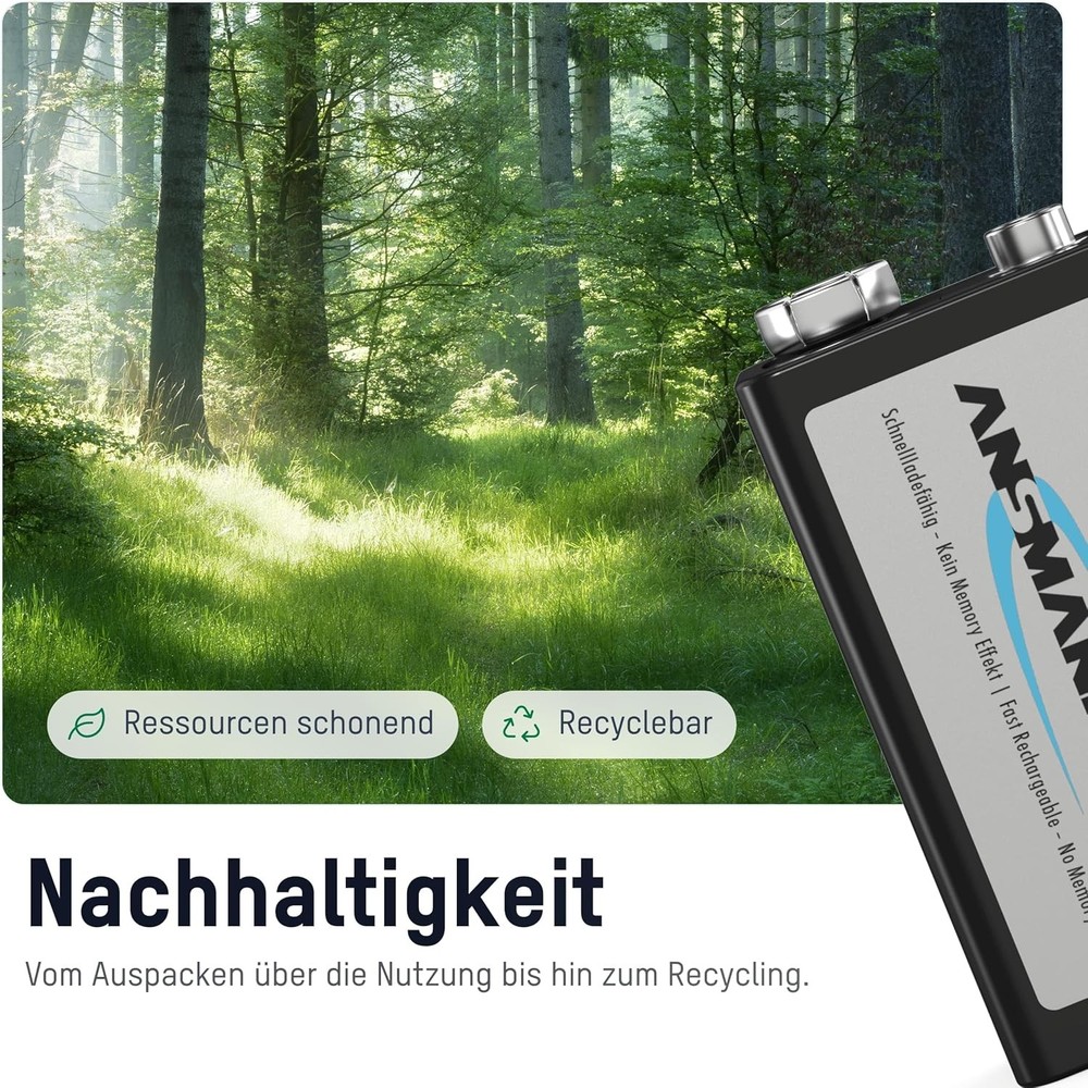 Ansmann 9V 300 mah Rechargeable Batteries