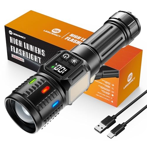 Rechargeable Flashlights High Lumens 100,000, Super Bright LED Flash 1 Pack