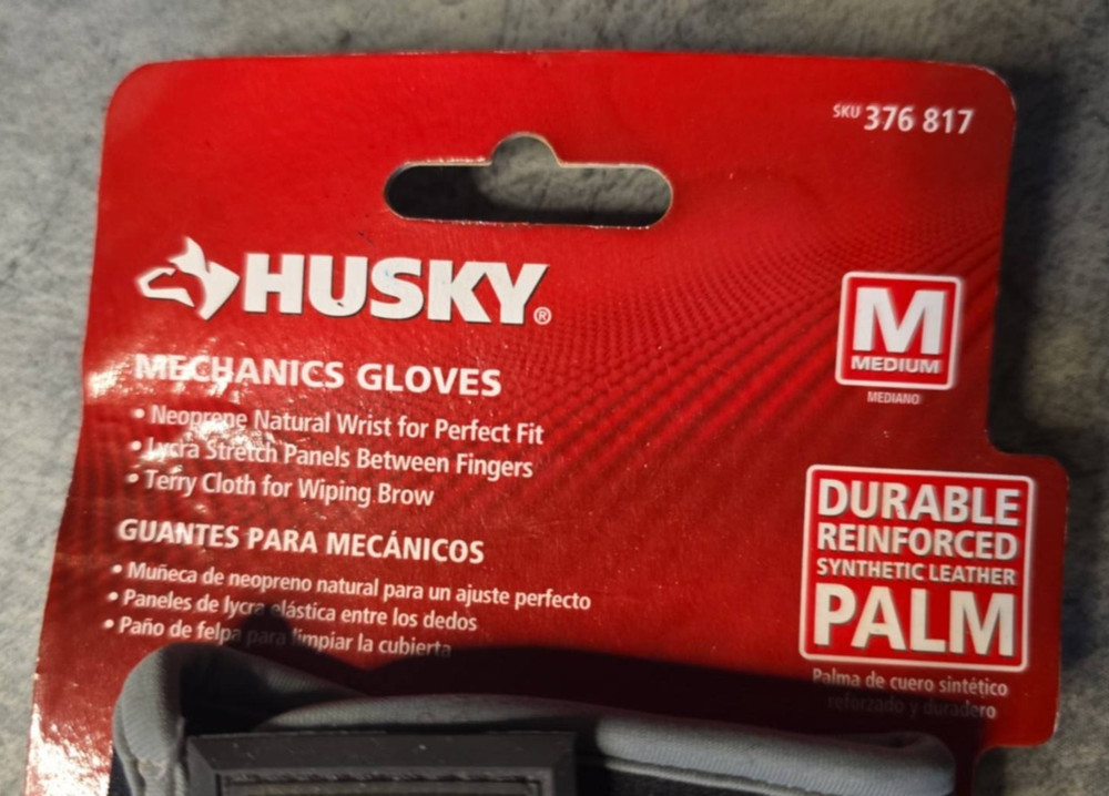 Husky Heavy Duty Mechanics Work Gloves Pair Size Medium