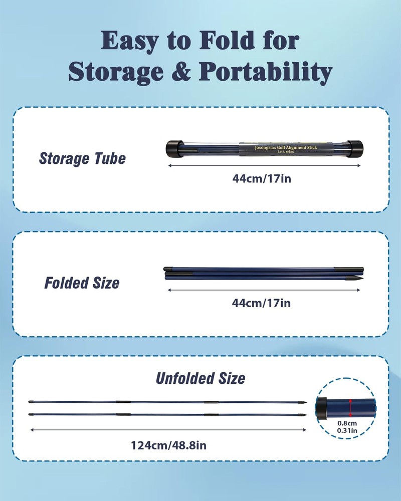 Golf Alignment Sticks, 2 Pack Plastic 49" Collapsible Alignment Stick Golf Pr...