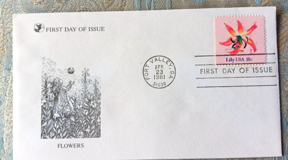 LILY FLOWERS   1981 E READERS DIGEST CACHET FDC UNADDR