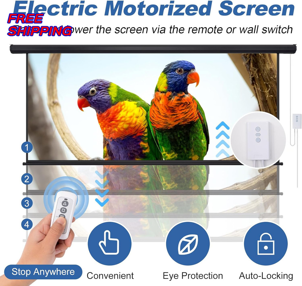 120 Inch Projector Screen Motorized 4:3HD Electric Rising Projector Screen Pull