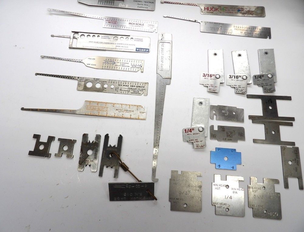 26 Pc Riveter Grip Gage Lot Aircraft Tool