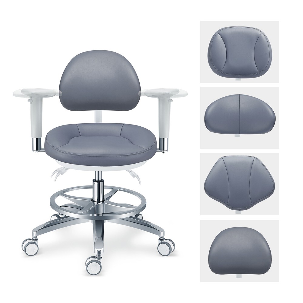 Dental Mobile Microscope Hygiene Chair Operator Stool with Armrest PLST-084