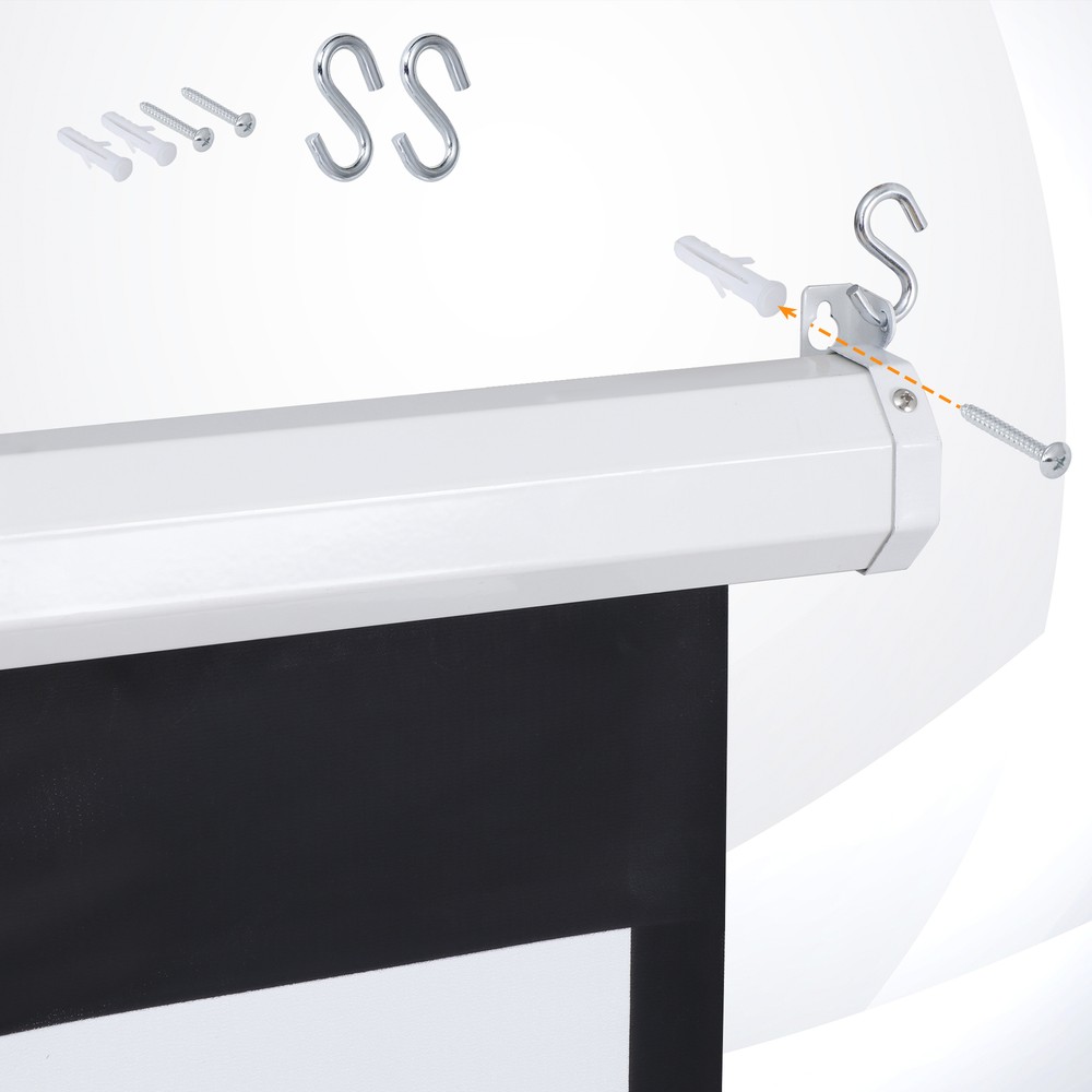 100" Diagonal Projection Screen Manual Pull Down Projector Screen 16:10 HD White