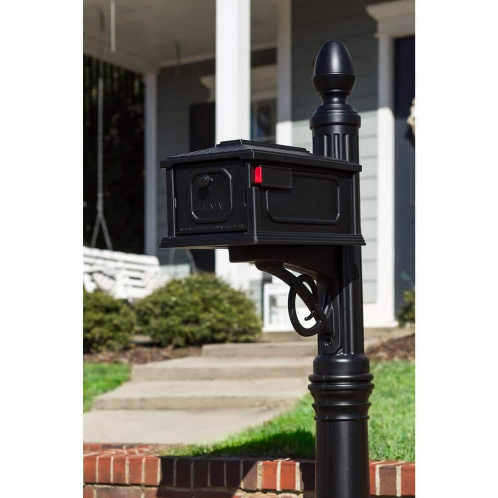 Mailbox Post Combo Stratford Black Medium Plastic All-In-One Mounting Hardware