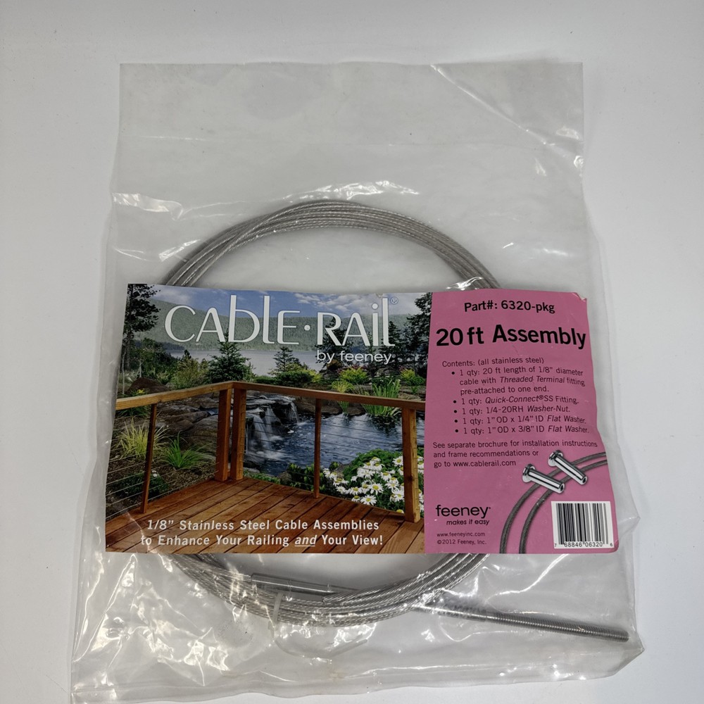 Feeney 6320-PKG Cable Rail Assemblies for Wood Railing Frames 20' 1/8"