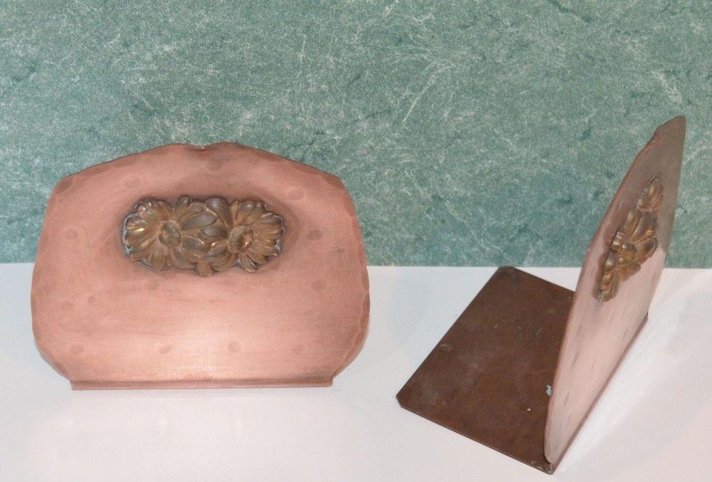 Arts & Crafts Hand Hammered Copper BOOKENDS SET #2