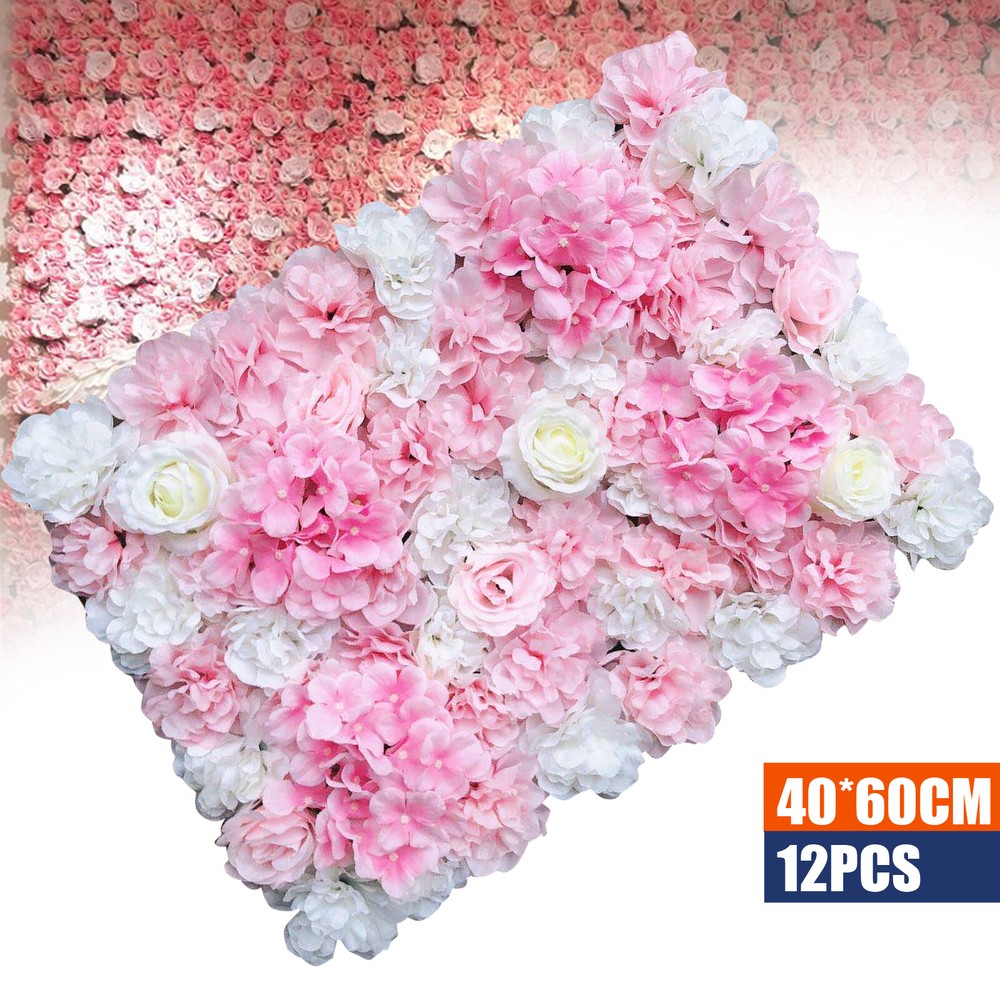 12PCS Artificial Wall Floral Backdrop Decor Flower Wall Panel Artificial Flower