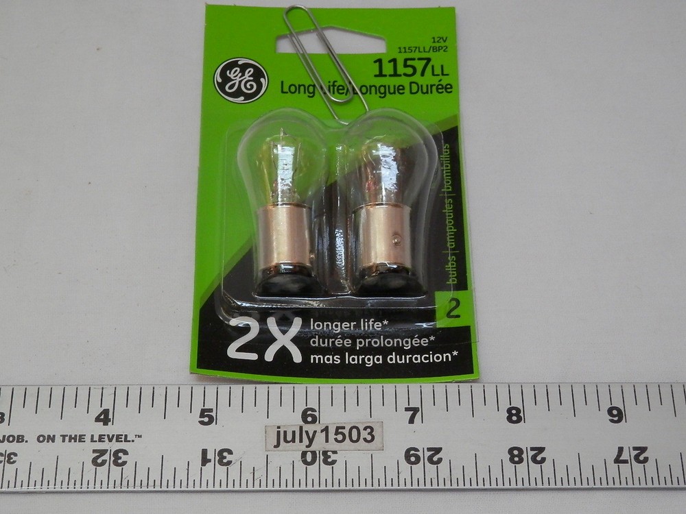 (2) New GE 1157LL Miniature Lamp Bulb 27w 8w Dual Contact 12 volt S8