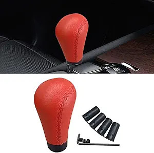 5 Speed Shifter Knobs, Manual Transmission Shift Knob, Handle Leather Gear Red