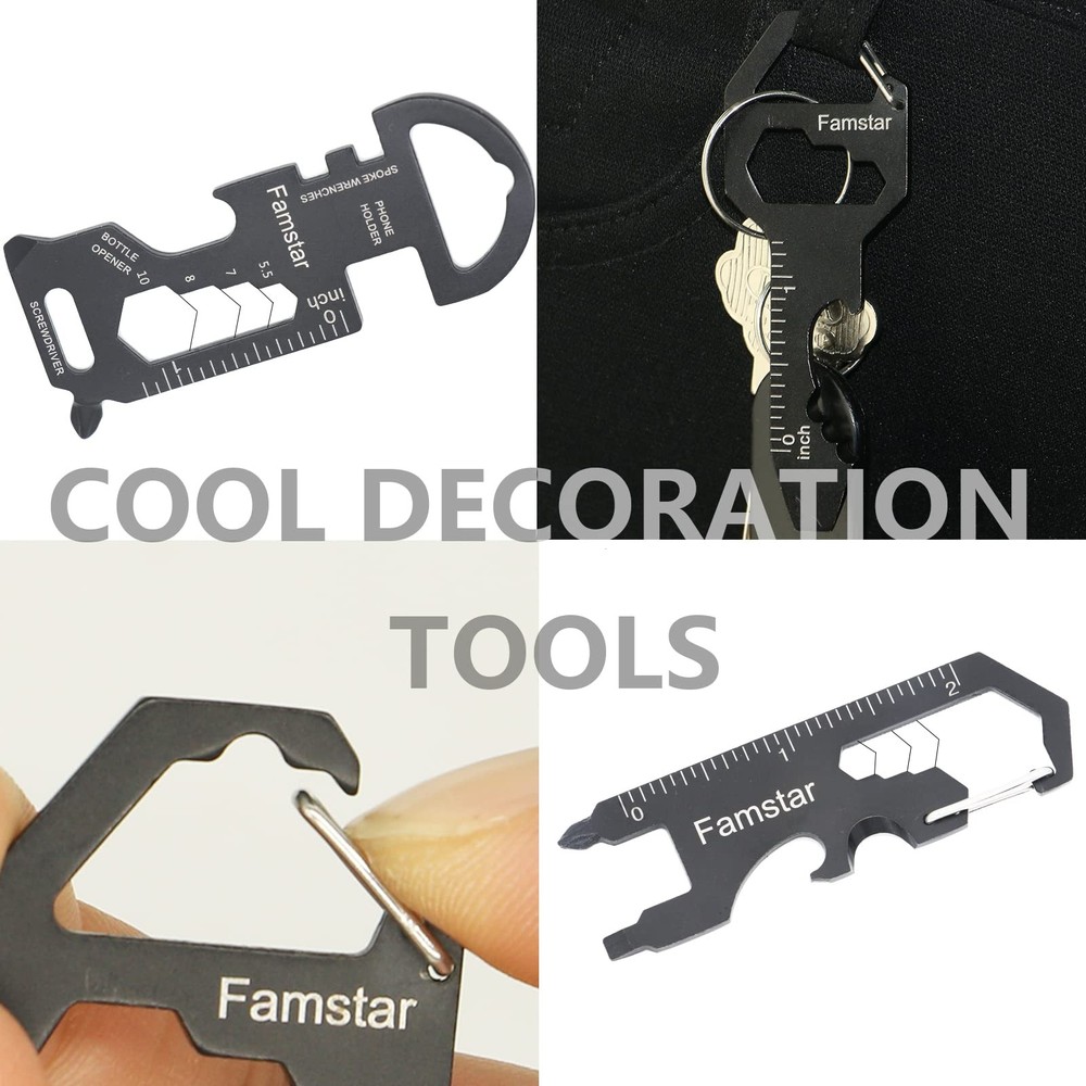 Keychain Multi-tool 3Pack Metal Pocket Tool Portable No rust Black