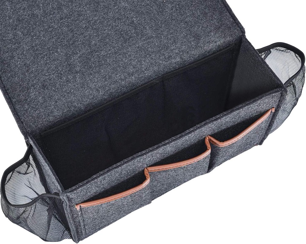 Felt Bedside Organizer for Magazines, Phone - Grey