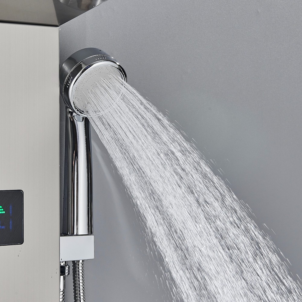 Rain&Waterfall Shower Panel Tower System Stainless Steel 6-Function LED Massage