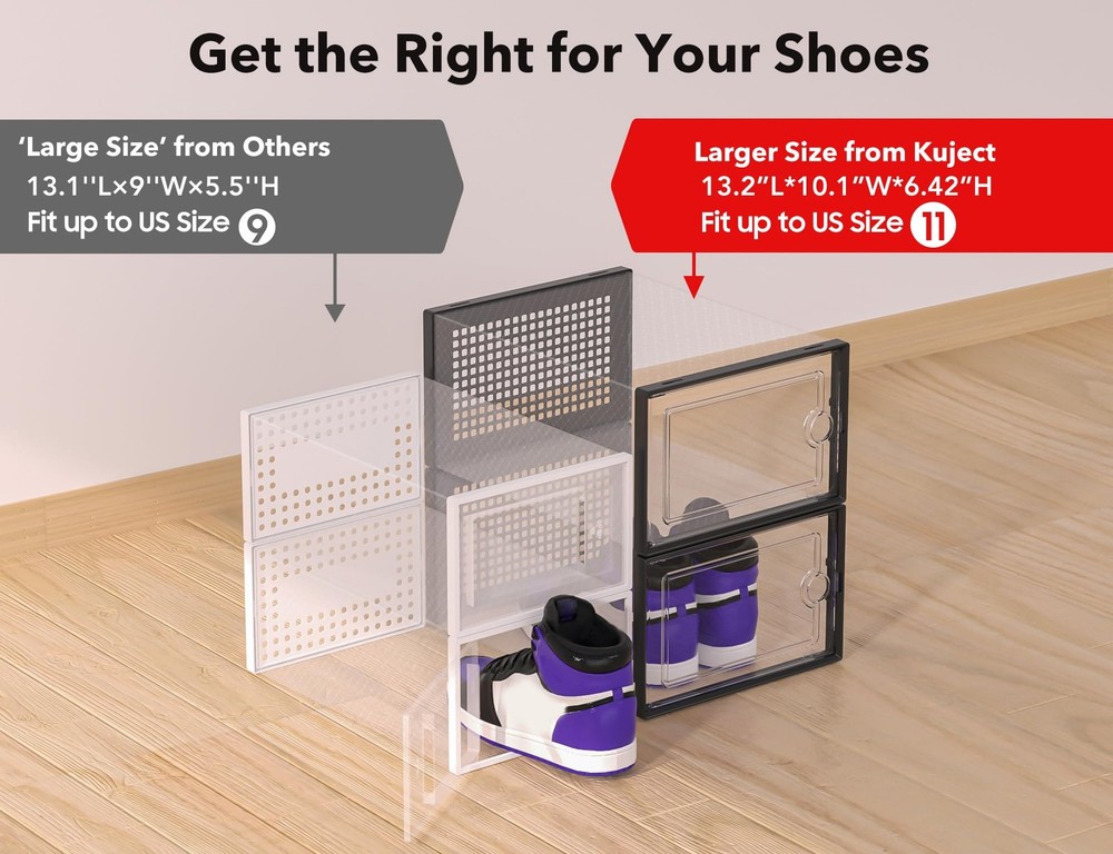 X-Large Shoe Storage Boxes Organizers Clear Plastic Stackable 12 Pack, Shoe R...