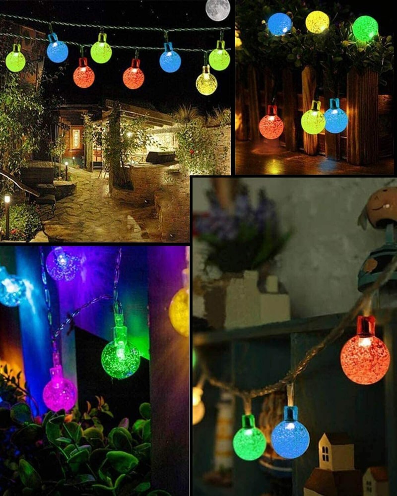 Solar String Lights Outdoor 25ft 40 Led String Lights 8 Modes Crystal Ball IP65