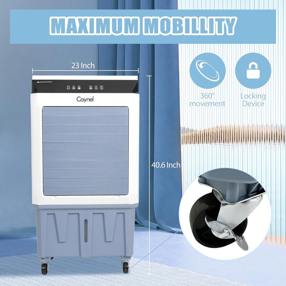 Evaporative Swamp Cooler w/ 5.3 Gallon Water Tank+Touch Screen+Remote Control