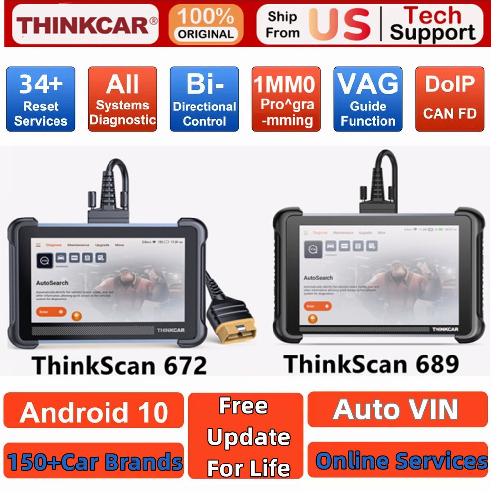 THINKSCAN 672 689 Bidirectional OBD2 Scanner All System Diagnostic Coding Tool