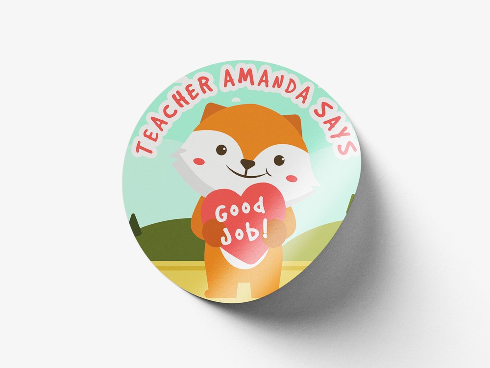 Personalised teacher round sticker labels, custom stickers