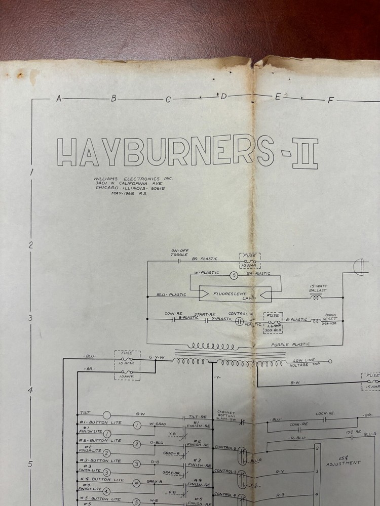 ORIGINAL-WILLIAMS-HAYBURNERS II-PINBALL-SCHEMATICS