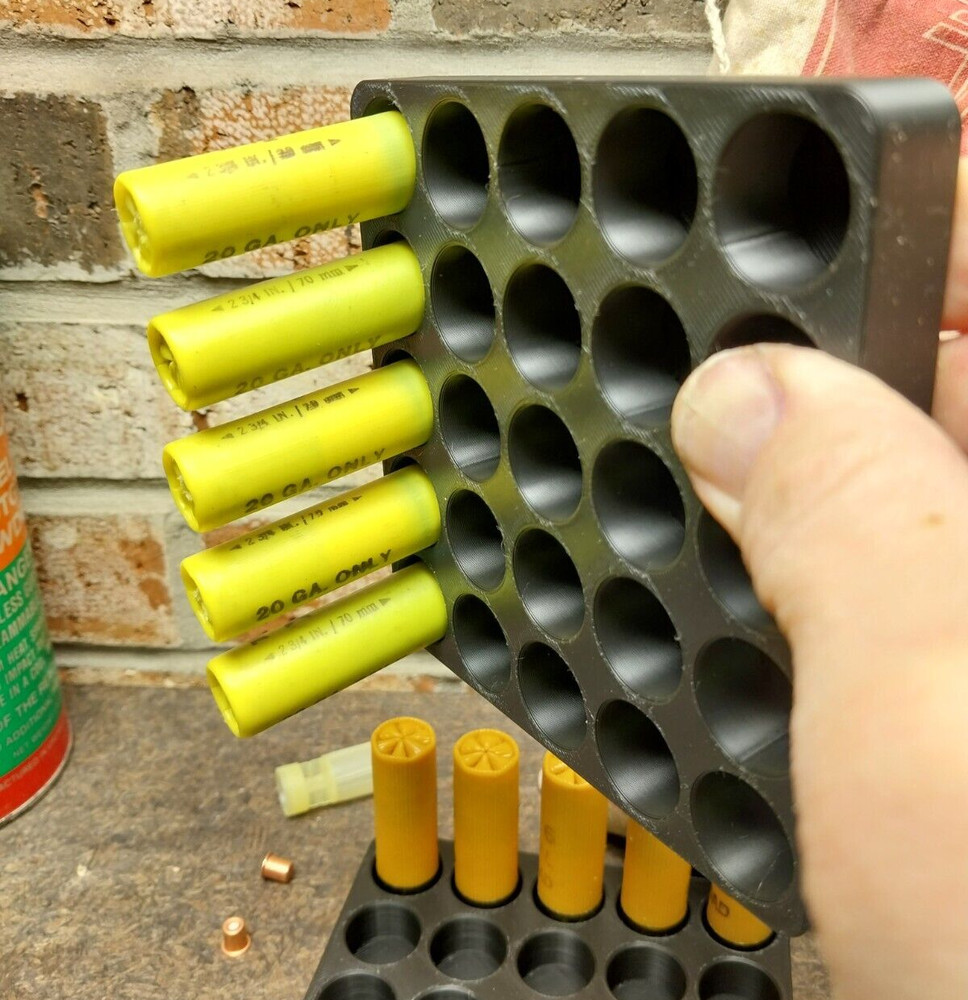 20 Gauge Shot Shell Reloading Tray/Block 25 Shells - 2 Pack - Black