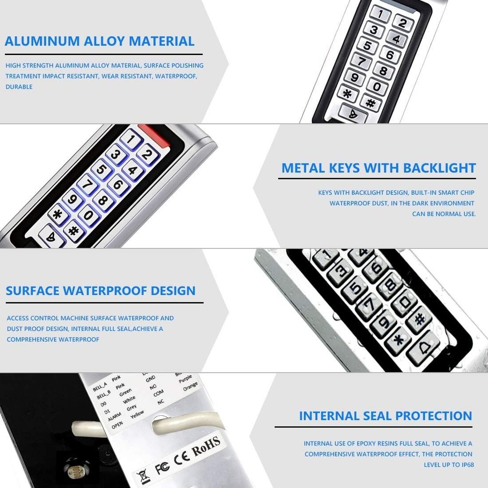 User-Friendly Weatherproof Access Control Keypad - 2000 Users & Bright Backlight
