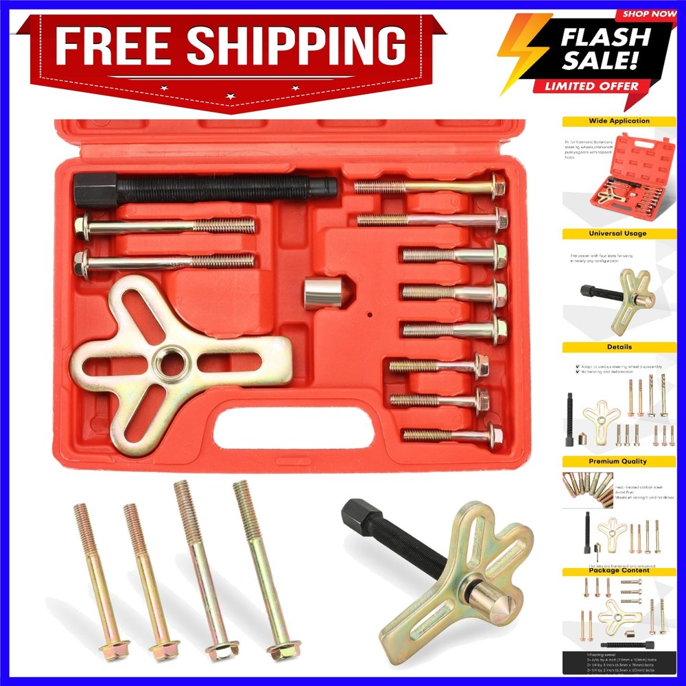 Harmonic Balancer Steering Wheel Puller Kit | 13PCS Flywheel Puller, Cranksha...