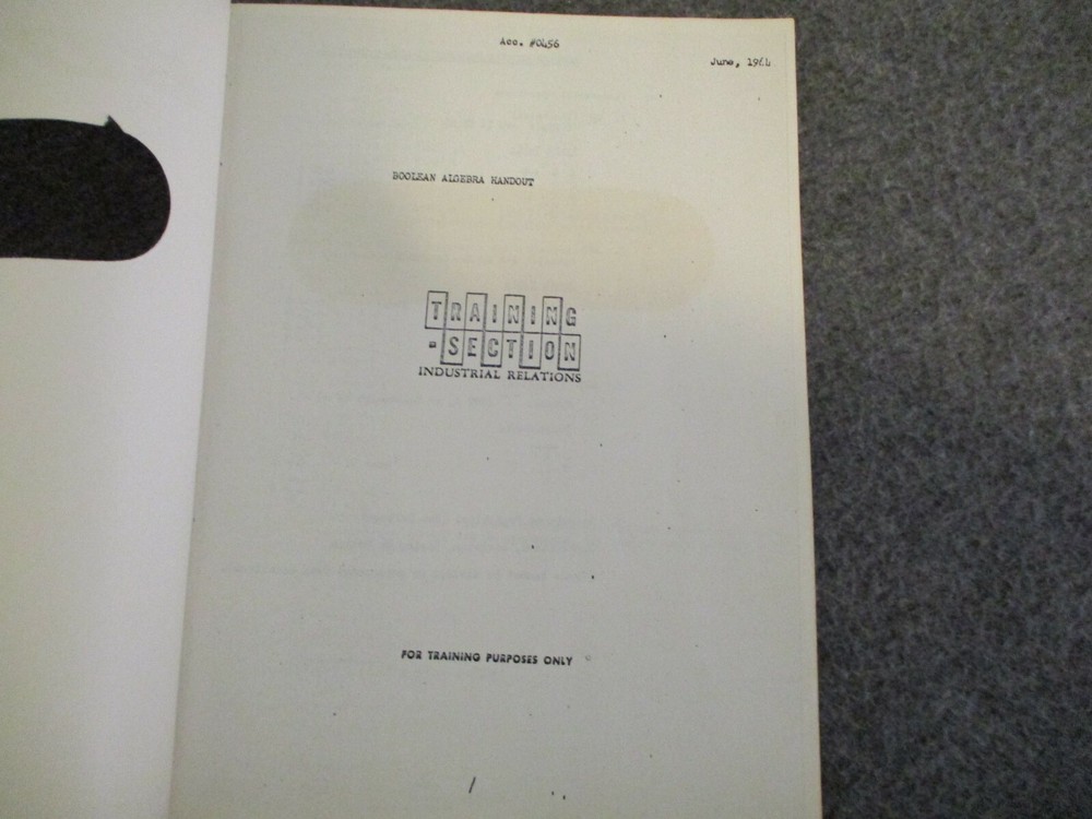 1964 NASA SATURN/ APOLLO - BOEING AEROSPACE TRAINING MANUAL BOOLEAN ALGEBRA