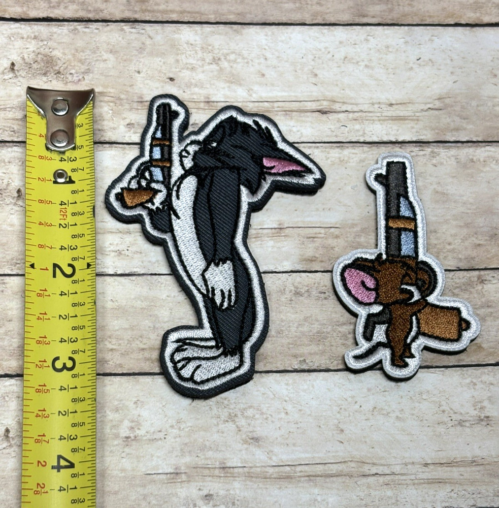 Tactical Morale Patch - Embroidered Tom & Jerry Patch Set - Hook Loop Gun Patch