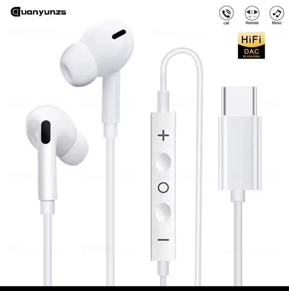 Type C Wired Earphones Cable Earbuds
