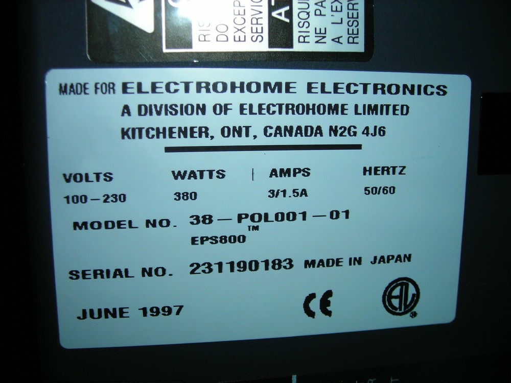Electrohome EPS800 Conference Room Projector 1997
