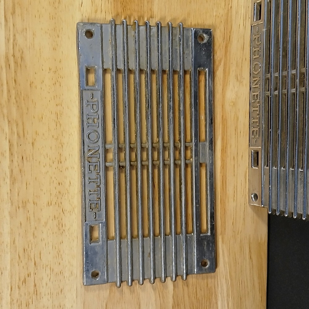 1940's? Pair Chrome Deco -PHONETTE- Intercom Telephone System Speaker Grill