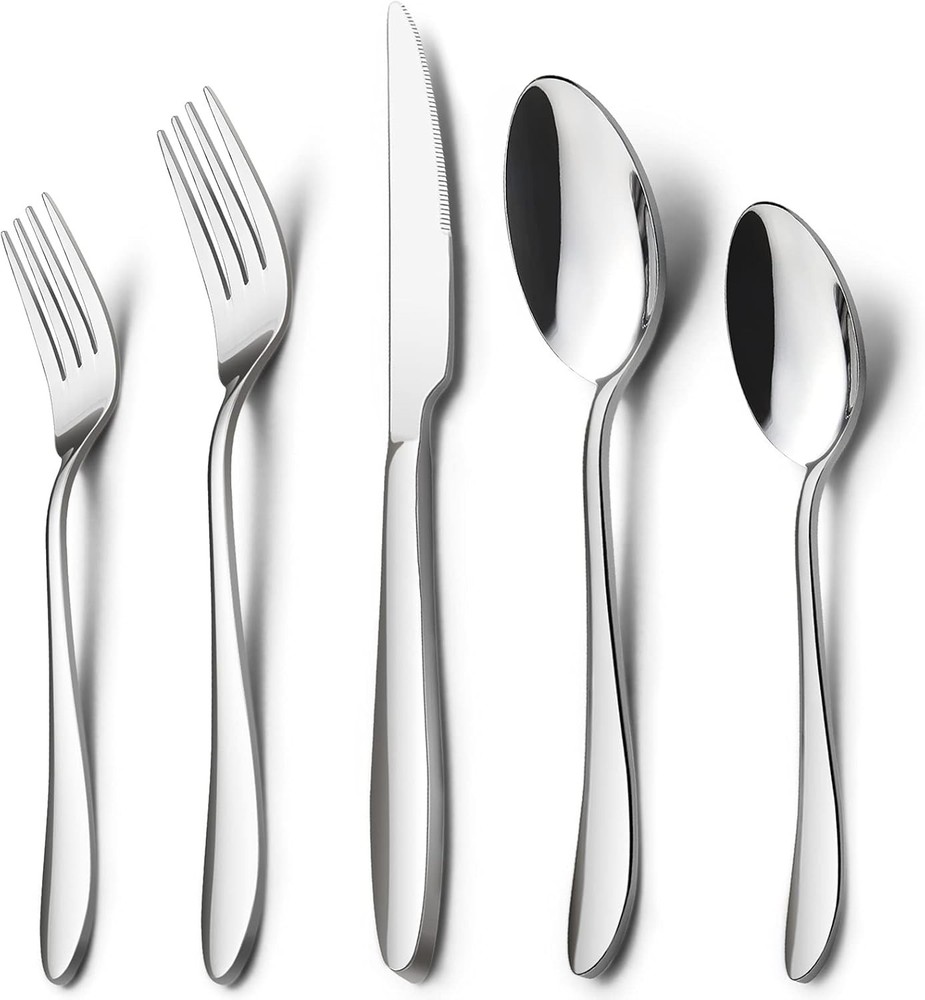 40-Piece Silverware Set, Stainless Steel Flatware Service for 8, Modern Tablewar