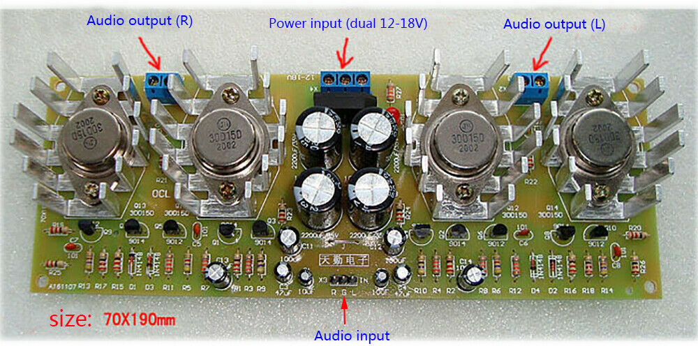 High Power 100W*2 OCL Module Two Channel Amplifier Board Electronic DIY Kits