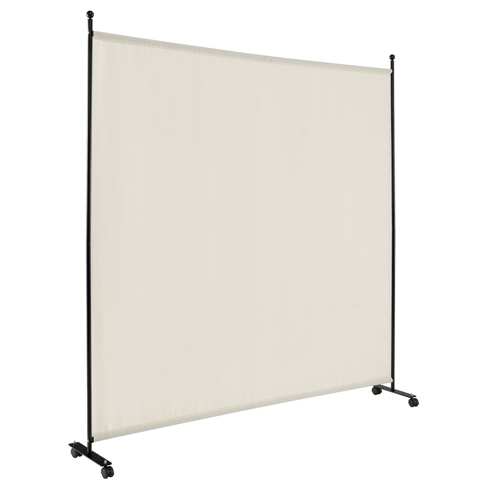6FT Single Panel Room Divider w/ Wheels Rolling Fabric Partition Privacy Screen