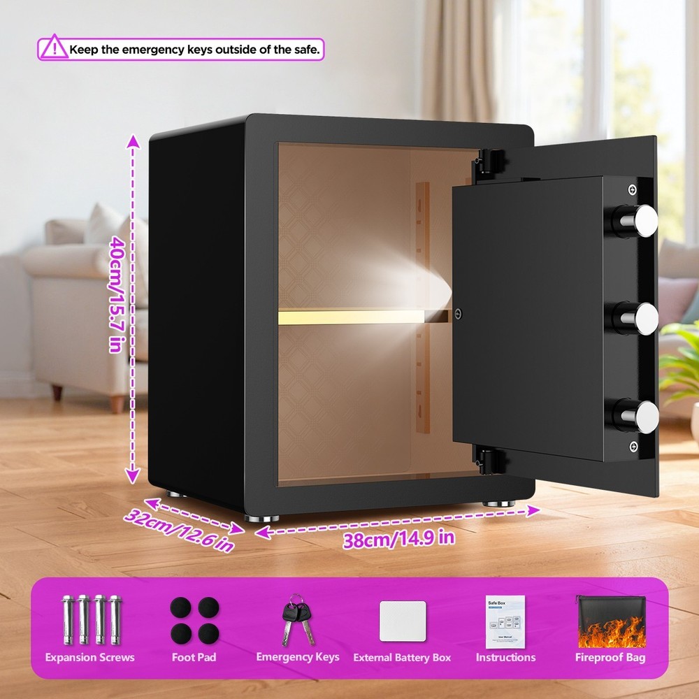 3.0 Safe Box Adjustable Shelf Digital Panel for Home Office Anti-Theft Security