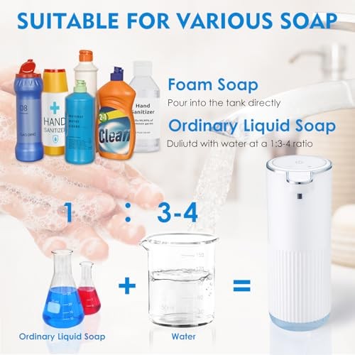 Automatic Foaming Soap Dispenser, 4-Level Adjustable Electric Foam Hand White