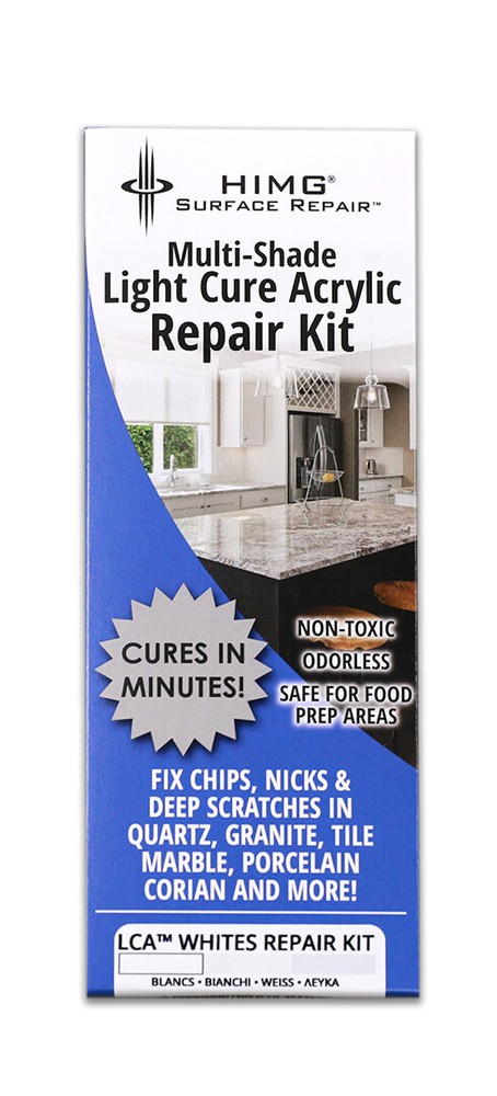WHITE TONES - LIGHT CURE ACRYLIC REPAIR KIT - FOR GRANITE, MARBLE, PORCELAIN...