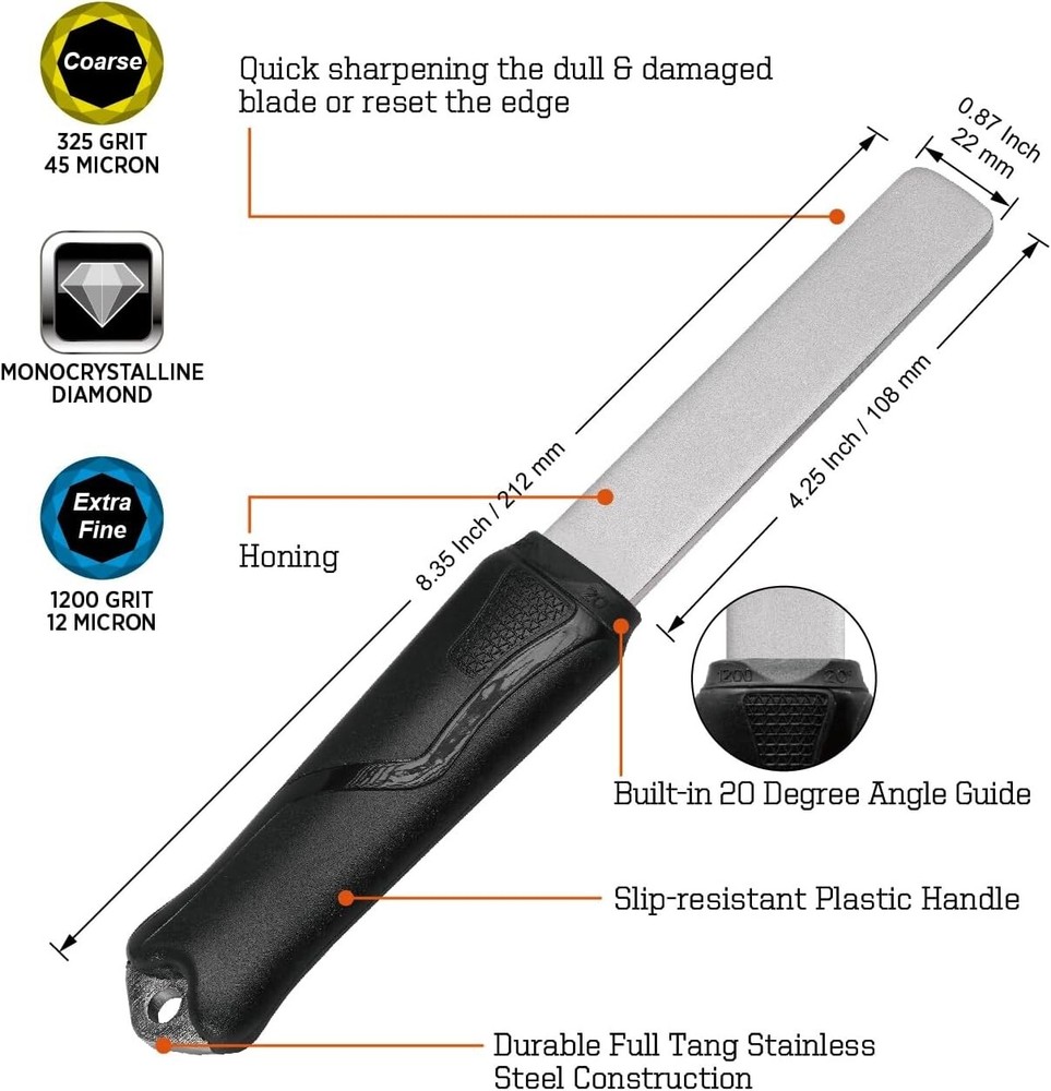 Professional Dual-Grit Diamond Knife Sharpener with Ergonomic Grip & Angle Guide