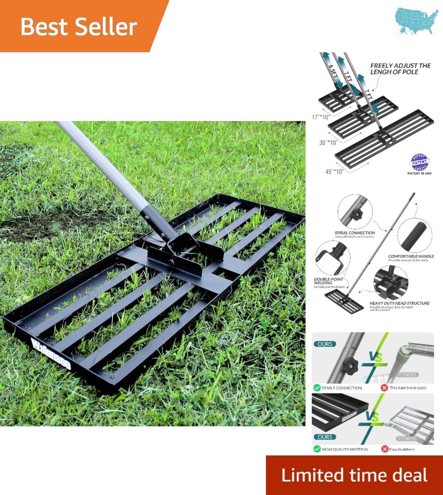 Heavy-Duty Lawn Leveling Rake - Effort-Saving Tool for Perfect Soil Smoothness
