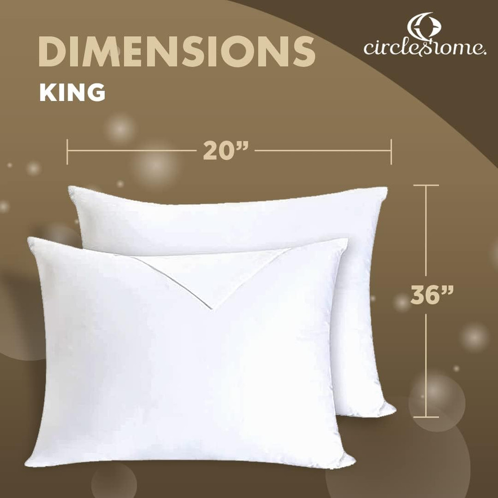 Circleshome Pillow Protectors 2 Pack King Zippered - Cotton Polyester Sateen 300