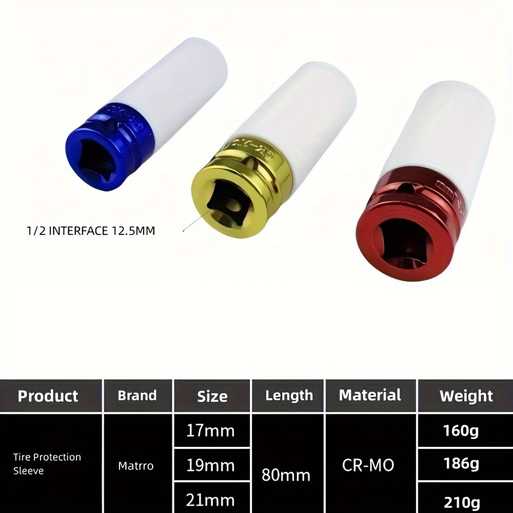 Tire Lug Nut Socket Set - Scratch-Free, Multi-Size for Car Wheel Repair