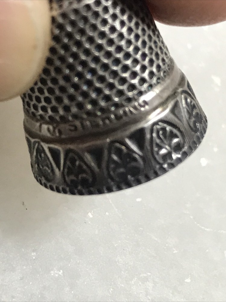 2 Antique Vintage Thimble Sterling Silver Both marked. Estate find.