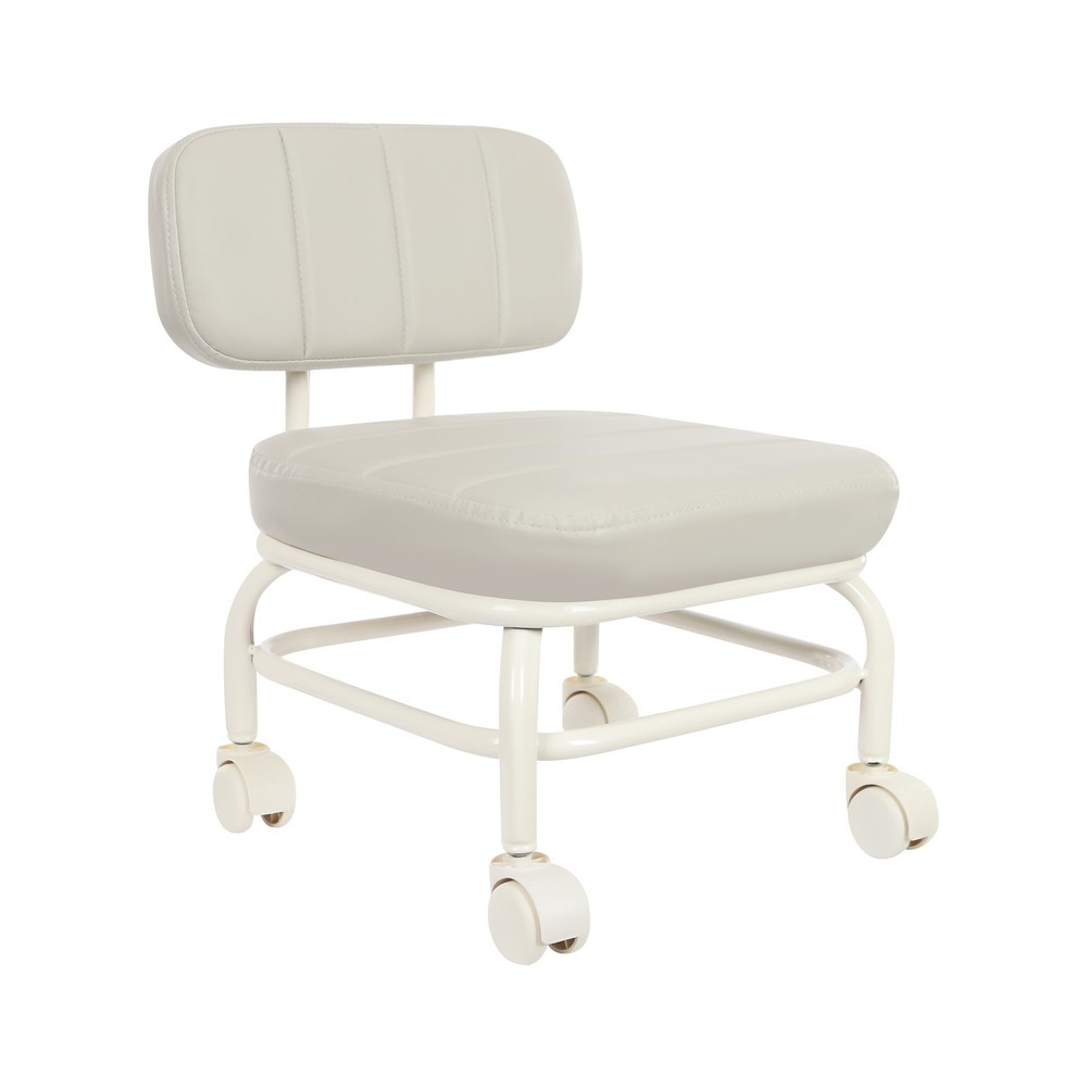 Low Rolling Stool, Roller Seat with Universal Swivel Caster Wheels & Backrest