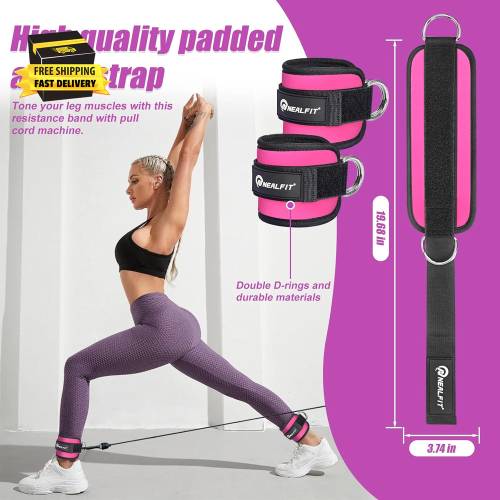 Ankle Strap for Cable Machine, Gym Ankle Cuff for Kickbacks, Leg Extensions, Glu