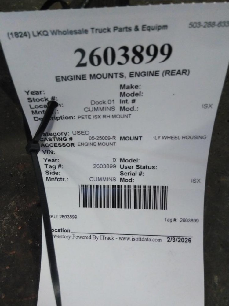 Replaces CUMMINS ISX REAR ENGINE MOUNT , OR