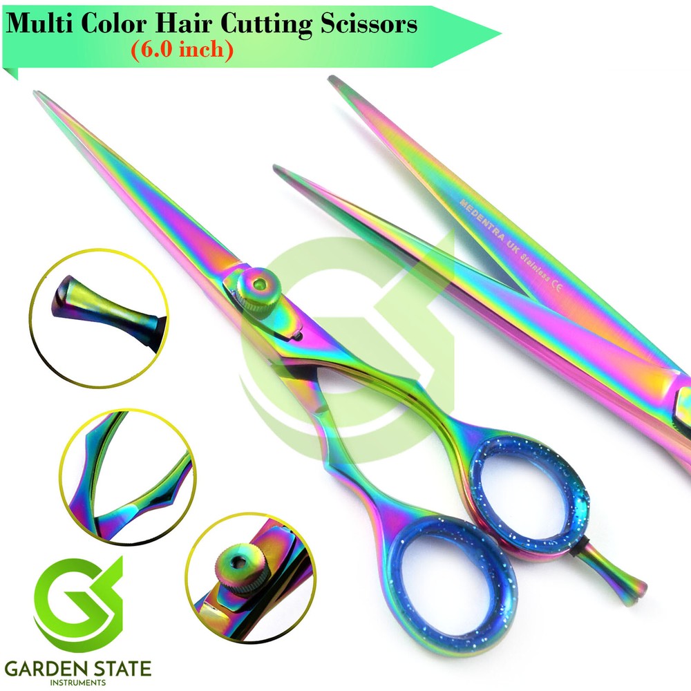 6'' Fancy Sharp Scissors Barber Hair Cutting Dressing Shears Titanium Multicolor